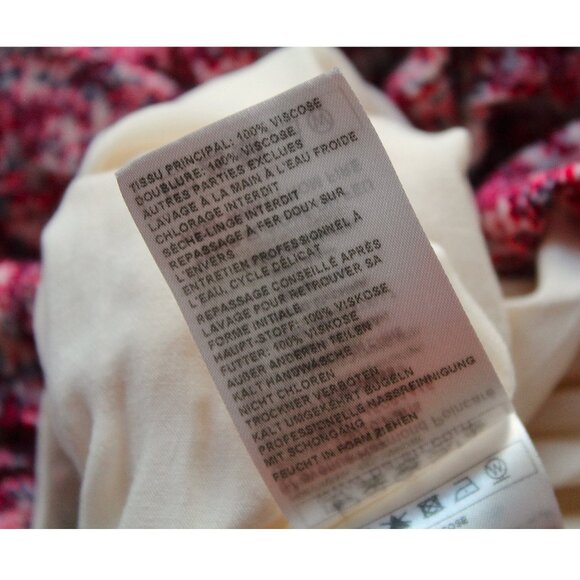 BA&SH Nina Tiered Printed Crepe Mini Dress / Small / Fuschia - Picture 11 of 11